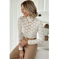 thumbnail image 4 of Women's White Floral Lace High Neck Long Sleeve Top, 4 of 7