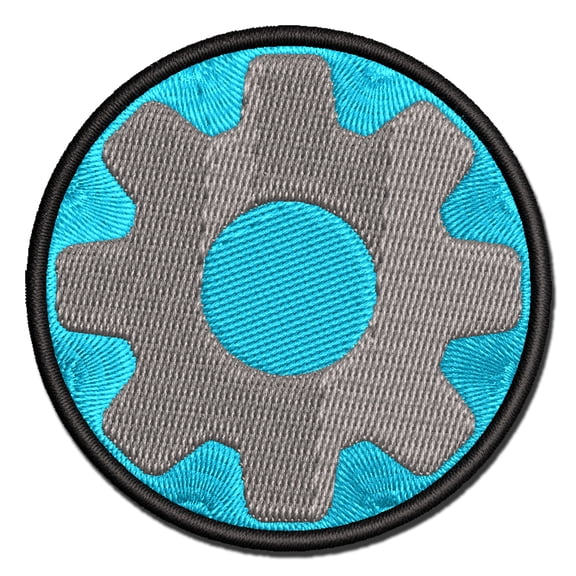 Gear Solid Applique Multi-Color Embroidered Iron-On Patch - 2.5 Inch Small
