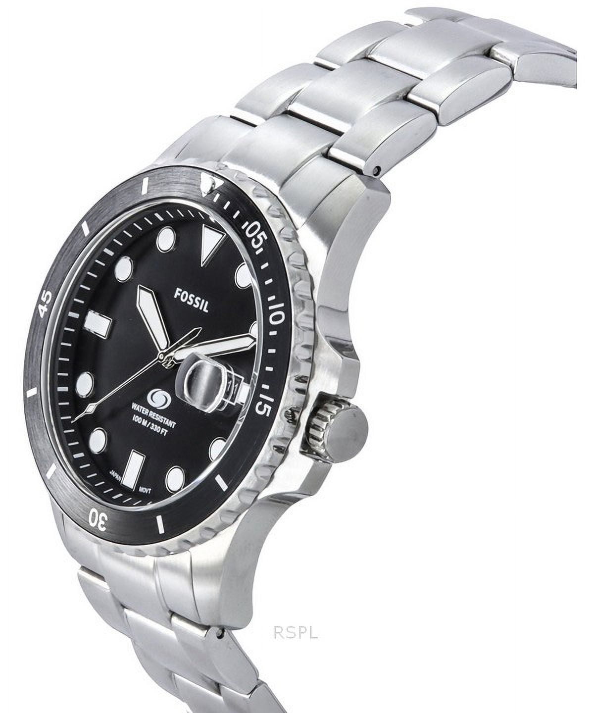 Fossil 42 x 11 mm Blue Dive Stainless Steel Black Dial Quartz 100  Fossil Blue 100m diver watch with black face and glow in dark hands. No band main image 0