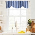 thumbnail image 3 of Dark Blue Striped Tie Up Valance Curtains for Windows, Kitchen Curtains Window Treatments, Modern Beige Geometric Country Short Window Shades Valances for Bedroom Bathroom Cafe 54"x18", 3 of 8