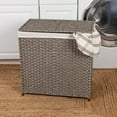 thumbnail image 4 of Household Essentials Handwoven Laundry Hamper, Synthetic Rattan Clothes Laundry Basket with Lid and Handles, Foldable, Removable Liner Bag, 4 of 14