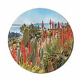 thumbnail image 1 of Cactus Mouse Pad for Computers, Photo Landscape of a Desert Mountains with Sea View Flowers and Cactus Plants Print, Round Non-Slip Thick Rubber Modern Mousepad, 8" Round, Multicolor, by Ambesonne, 1 of 2