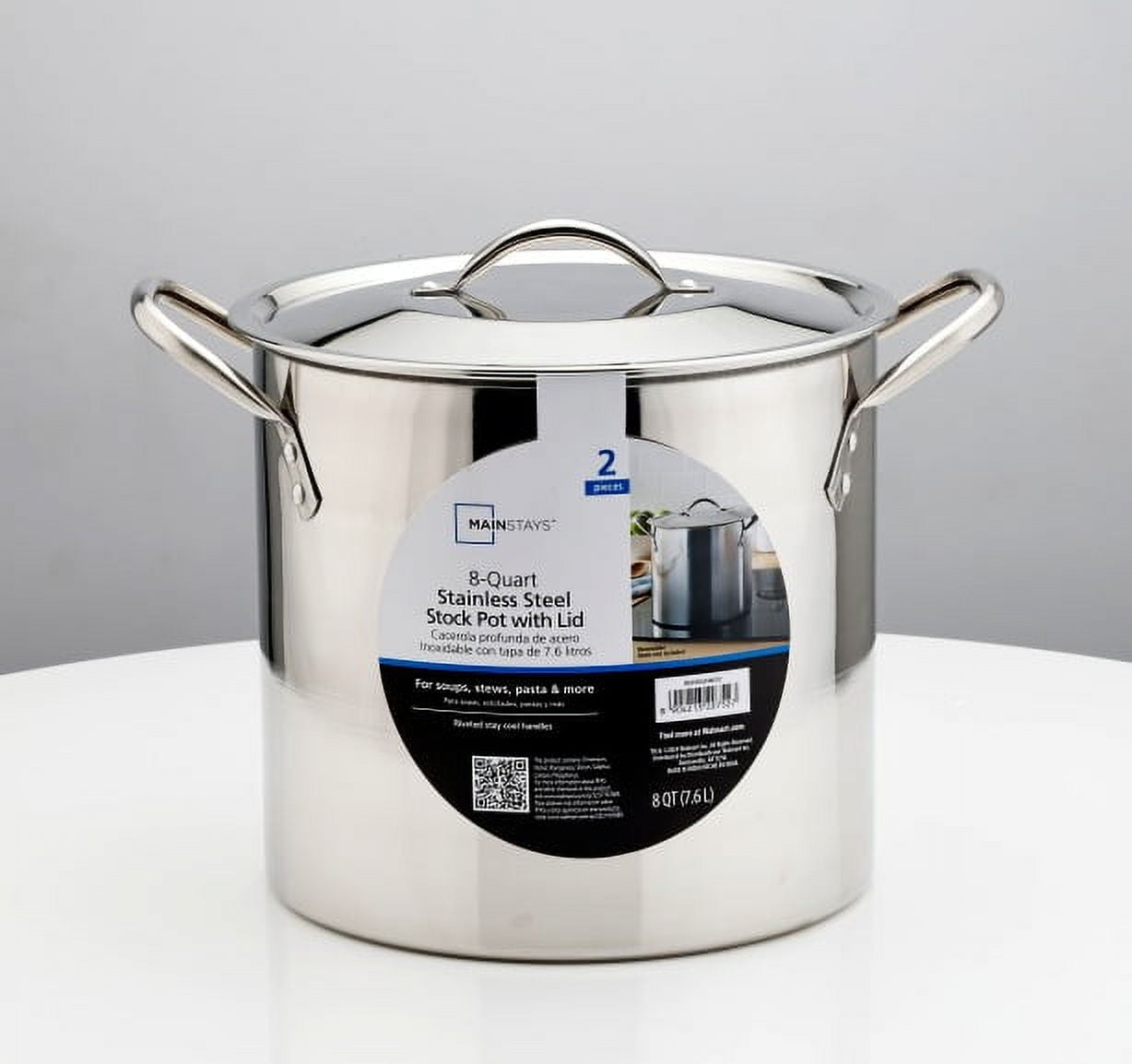 Mainstays 8-Qt Stainless Steel Stock Pot with Metal Lid