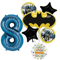 Anagram Batman 8th Birthday Party Supplies 7pc Balloon Bouquet Decorations