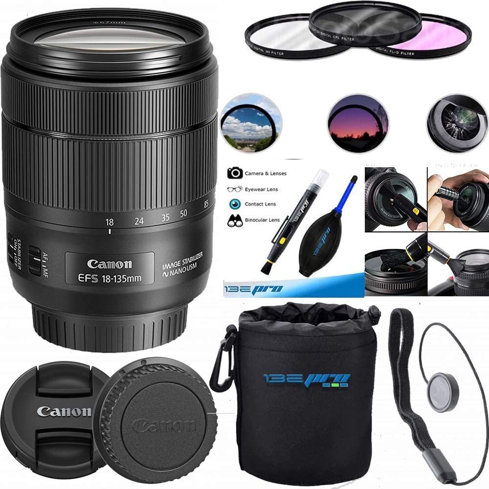Canon EFS 18135mm f/3.55.6 Image Stabilization USM Lens (Black) Expo Essential Kit (Bulk