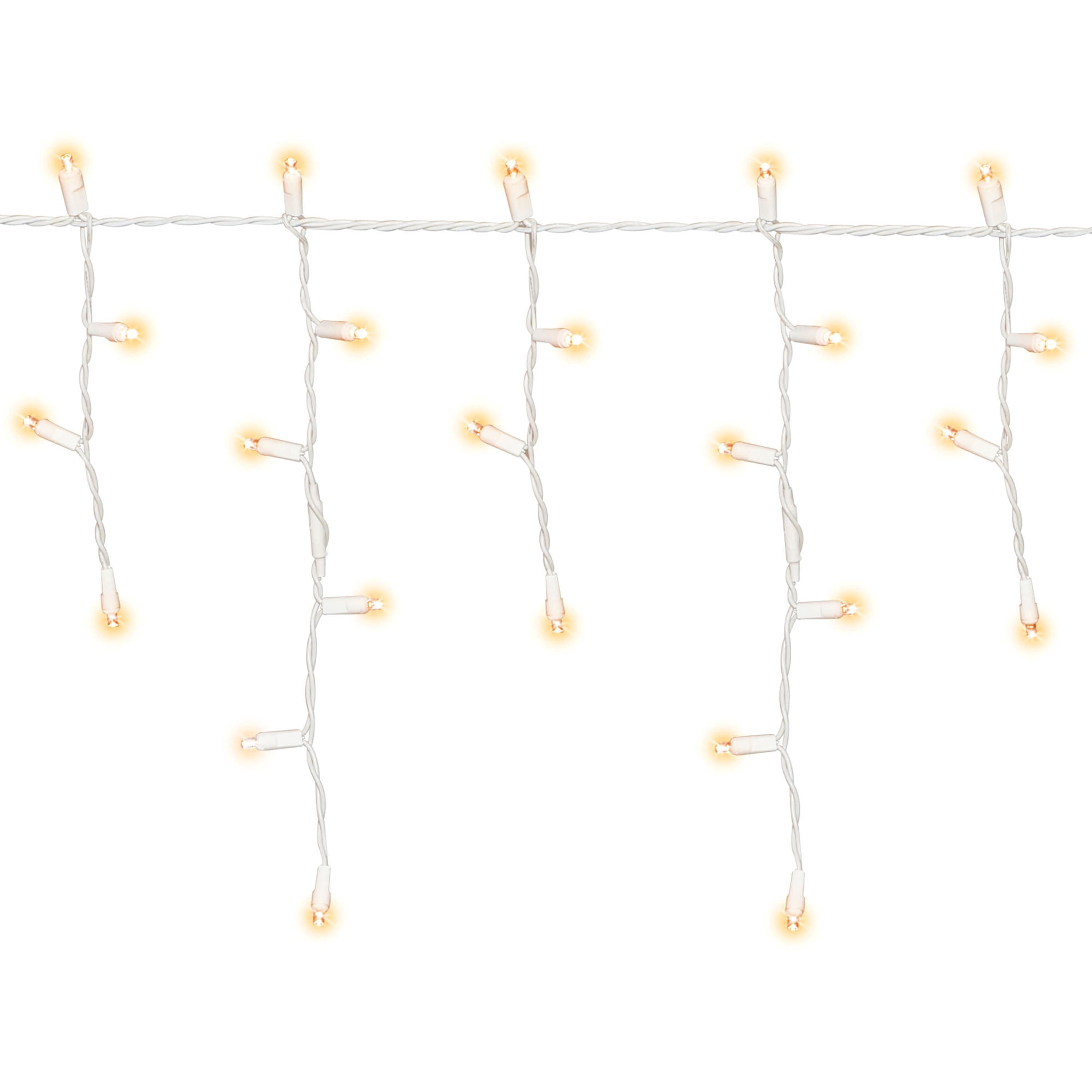 Indoor/Outdoor 200-Count LED High Density Christmas Icicle Lights, Warm White, White Wire, 15', by Holiday Time