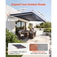 thumbnail image 2 of KFFKFF Auvent Rétractable Manuel, Auvent de Patio Extérieur 11,5 Pieds x 9,8 Pieds Pare-Soleil Rétractable, Abri Pare-Soleil en Polyester Résistant à l'Eau pour Porte et Fenêtre de Patio avec Manivelle pour Terrasse, Balcon, Cour, Gris, 2 of 9