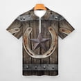 thumbnail image 3 of Western Farmhosue Horseshoe Texas Star Men Zipper T-shirt Summer Casual Short Sleeve T-shirt Top, 3 of 7