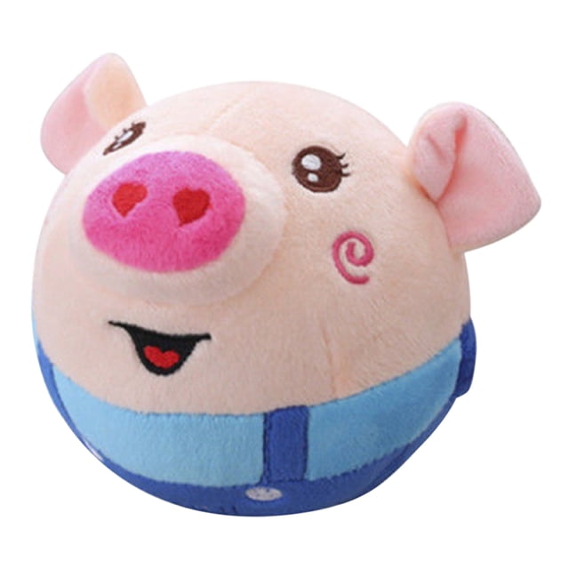 Blue Rechargeable Singing Jumping Pig Bounce Toy With 60 Songs Recording Function Plush Animal Interactive Usb Charging Motion Plaything For Children 6 Inches Height Cotton Material Blue