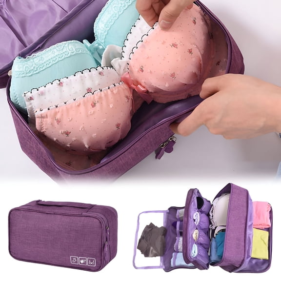 AOMRCOL Travel Underwear Organizer,Compression Travel Underwear Organizer,Multi Compartment Bra Panty Storage Bag,Waterproof Laundry Bag for Travel,Space Saving Packing Cube