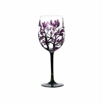 Tunhigl Hand-Painted Tree Wine Glasses 16oz - Unique Colorful Art Glass for Birthdays, Weddings, Valentine's Day - 12 oz Seasonal Design