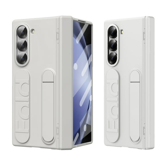 ELEHOLD Case for Samsung Galaxy Z Fold 5, Anti-Drop Thin Hinge Protection Screen Protector Case with Strap & Kickstand,White