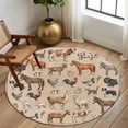 thumbnail image 2 of Round Rugs 5 Ft, Farmhouse Non Slip Area Rugs for Kitchen Bedroom Entryway, Vintage Country Farm Animals Brown Washable Carpet Runner Rug Floor Mats for Bedroom Home Decor, 2 of 8