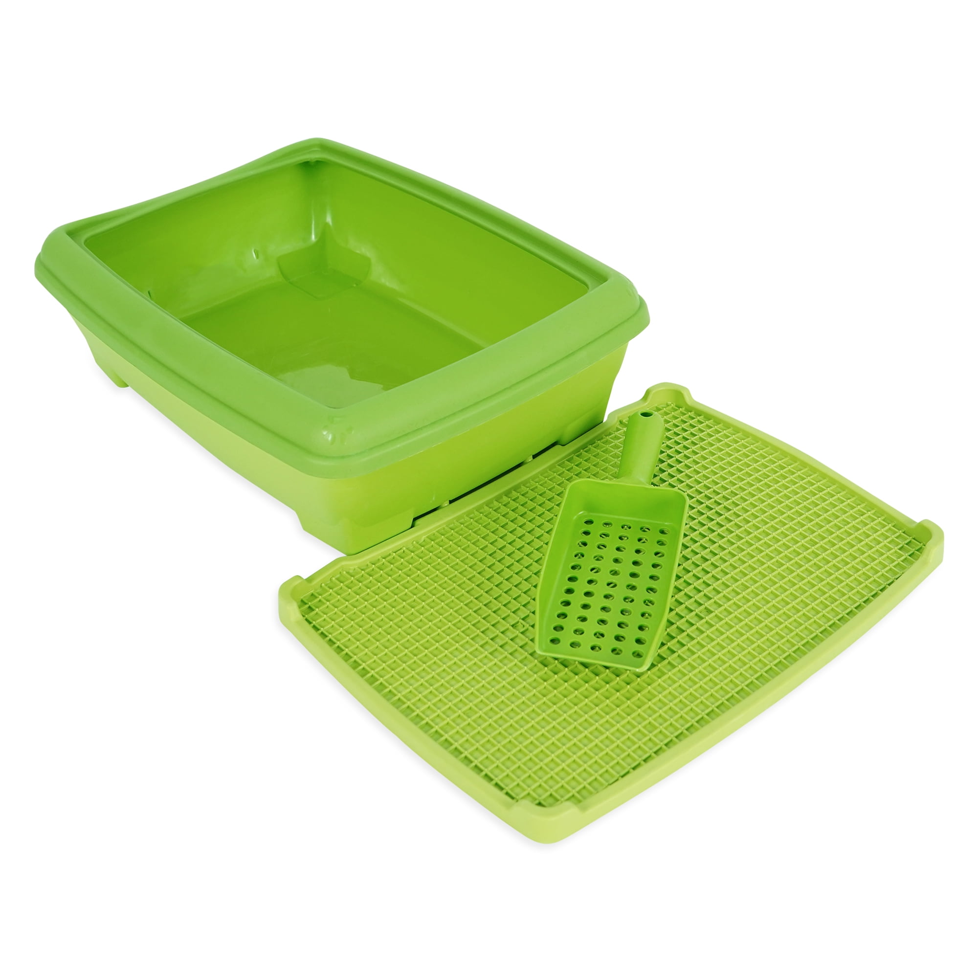 SussexHome Pets Outdoor Cat Litter Box Pan with Cat Litter Mat and Scooper 20 x 15 x 6.1