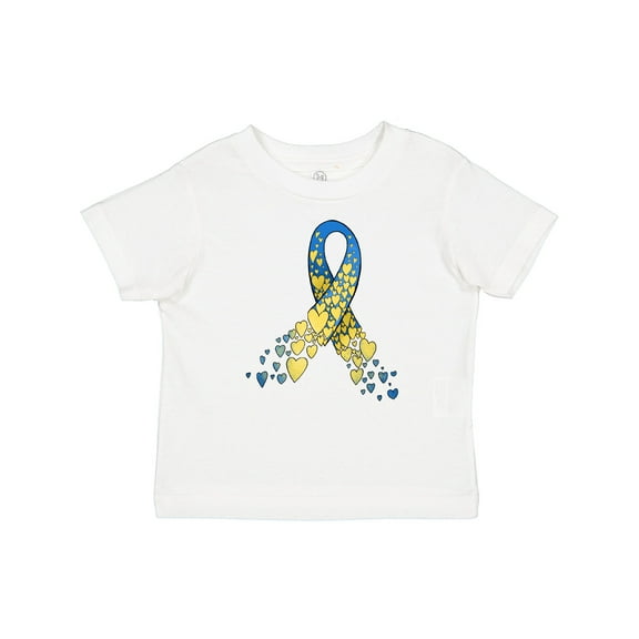 Inktastic Down Syndrome Awareness Blue and Yellow Hearts Ribbon Boys or Girls Baby T-Shirt