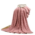 thumbnail image 1 of Fleece Blanket, Super Soft Warm Solid Throw Rug, 80x100cm Flannel Bath Towel Blanket Machine Washable for Sofa Bedding, Pink, 1 of 2