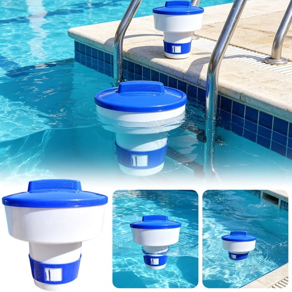 Pool Chlorine Floater 7in Collapsible Chemical Dispenser Fits 3in Tablets Adjustable Flow Vents Floating Chlorinator for Pool Hot Tub Spa