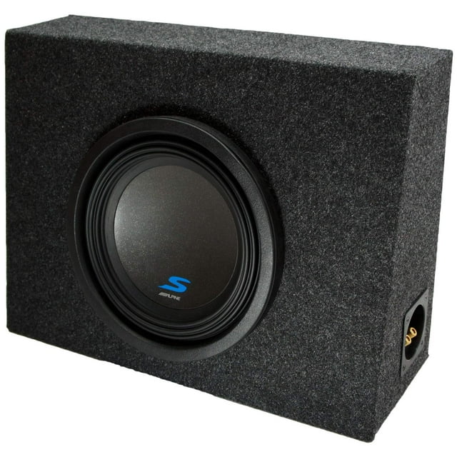 Alpine Bundle Compatible with Universal Vehicles S-W10D4 Single 10" Loaded Sub Box Enclosure