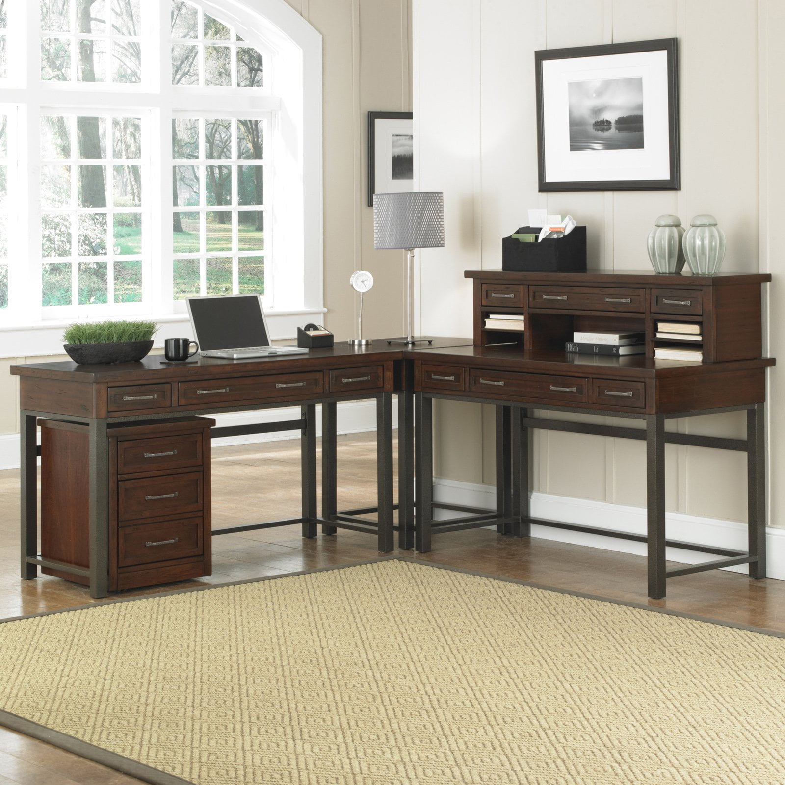 Home Styles Cabin Creek Corner L Shaped Desk With Mobile File Home Styles Cabin Creek Corner L Shaped Desk With Mobile File Chestnut Com