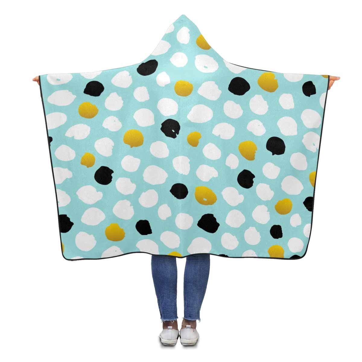 ASHLEIGH Golden White Black Pattern Wearable Hooded Blanket 56x80