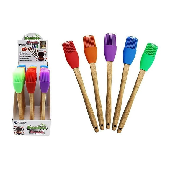Diamond Visions 11-1839 Silicone Basting Brush with Bamboo Handle MultiPack in Assorted Colors 2 Brushes