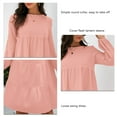 thumbnail image 4 of Femmes Robe Décontractée, Robe à Col Rond Manches Bouffantes Confortable Fluide Respirant Léger pour Bureau pour Dame de Vacances Rose, Noir, Mandarine, 4 of 6