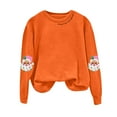 thumbnail image 5 of TTUHYWXI Christmas Sweatshirt for Women Merry Sweater Embroidered Striped Crewneck Sweatshirts Holiday Long Sleeve Pullover (Orange, XL), 5 of 5