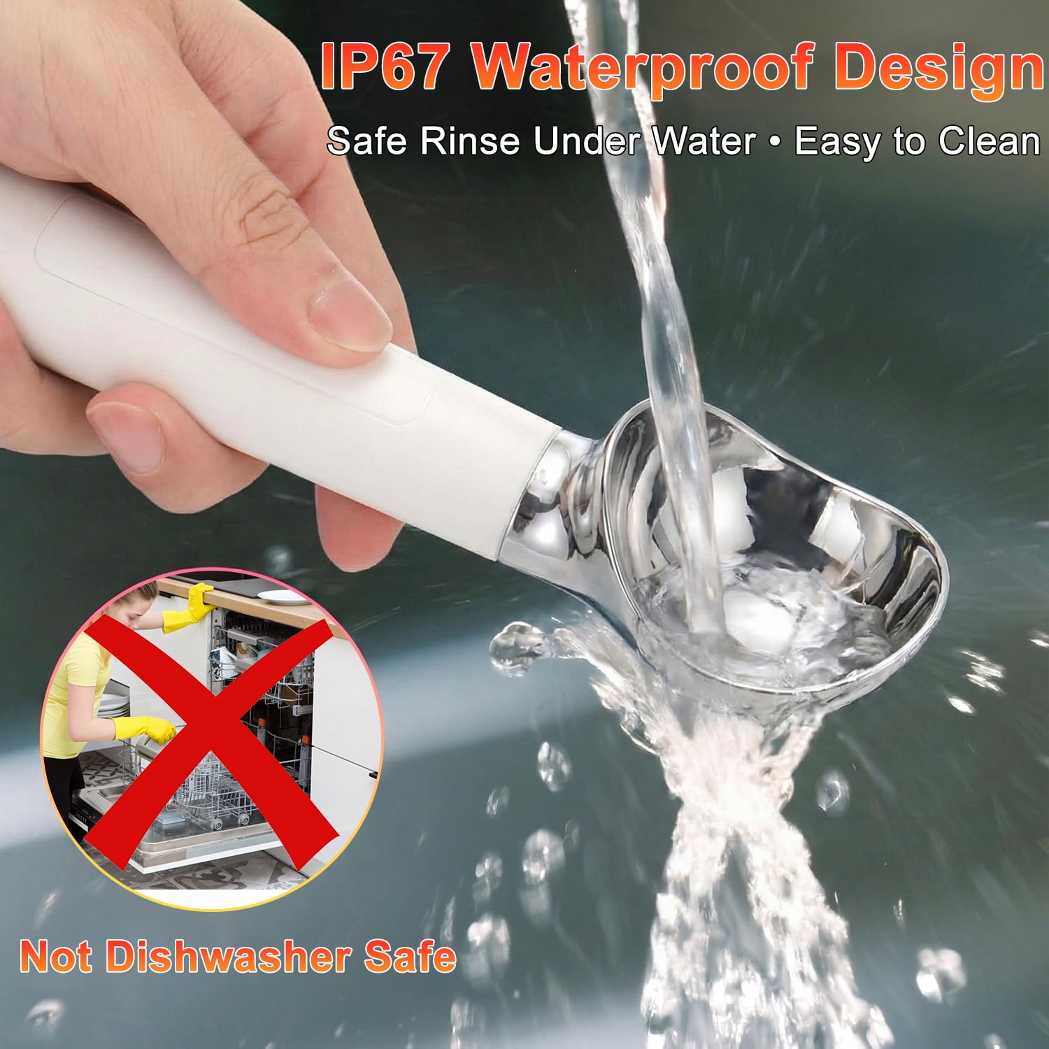 Henotian Heated Ice Cream Scoop, Rechargeable Electric Warming Scooper with LED Display, 158°F Fast Heating, Waterproof Easy Grip, USB-C Rechargeable Ice Cream Spoon, Easy Grip for Seniors/Kids