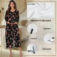 thumbnail image 6 of Xoenoiee Christmas Snowflake Candy Music Note Print Women Zipper Robes Long Sleeves Housecoat Xmas Lightweight Bathrobes Zip Up Robe Casual Nightgown with Pockets, Size 4XL, 6 of 7
