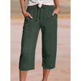 thumbnail image 5 of Women Wide Leg Pants Summer High Waisted Pants Drawstring Casual Trousers with Pockets Green XL, 5 of 6