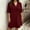 Wine, variant on Twczz Womens Plus Size Cotton Shirt Dresses- Button Up Pleated Casual Short Sleeve Midi Work Dresses Navy Size L