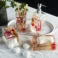 thumbnail image 2 of Locco Decor 5 Piece Acrylic Liquid 4D Floating Motion Bathroom Vanity Accessory Set Garden Botanic Pink Plants Toothbrush Holder, Tumbler, Soap Dispenser, Soap Dish, Toiletbrush Holder Set, 2 of 2