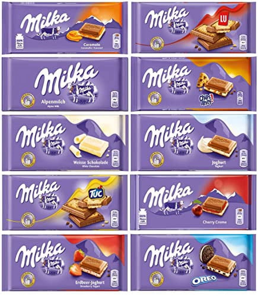 Milka Chocolate Assortment Variety .. Pack of 10 Full .. Size Bars - Randomly .. Selected No Duplicates