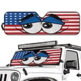 thumbnail image 2 of Yuyamidu Funny Eyes Windshield Sun Shade, American Flag Shade Heat Shield Compatible with JK JKU TJ 2 Door / 4 Door 52.95 x 16.14 in, 2 of 7
