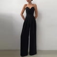 thumbnail image 4 of Women's Summer Jumpsuit Sleeveless Spaghetti Strap Solid Color Casual Straight Wide Leg Palazzo Pants Romper, 4 of 7