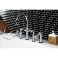 thumbnail image 3 of Kingston Brass KS2331CG Fuller Two-Handle 4-Hole Deck Mount Industrial Style Bridge Kitchen Faucet with Brass Side Sprayer in Polished Chrome, 3 of 7