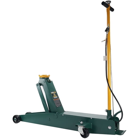 Omega Pro 5 Ton Service Jack - Long Chassis Air Manual Hydraulic Lift from 7" to 27" with Handle Position Lock