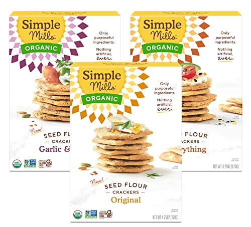 Simple Mills Organic Seed Crackers Variety Pack (Original, Everything ...