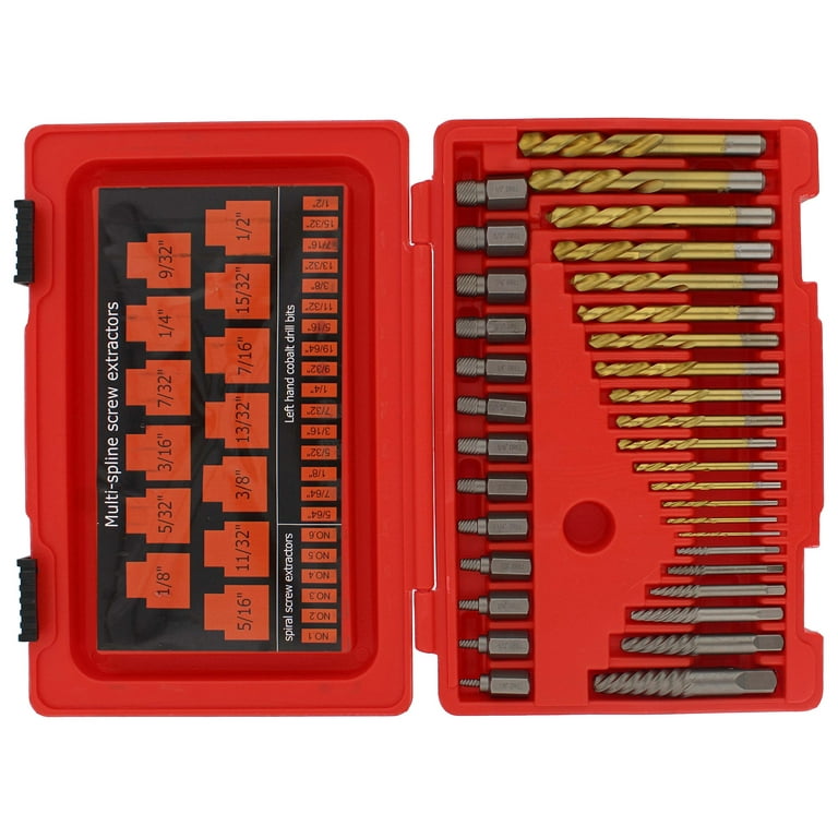ABN Screw and Bolt Extractor Set Stripped Screw and Rounded Bolt Removal Kit Easy Out Extractor Set with Left Handed Drill bits for Screw Removal 35