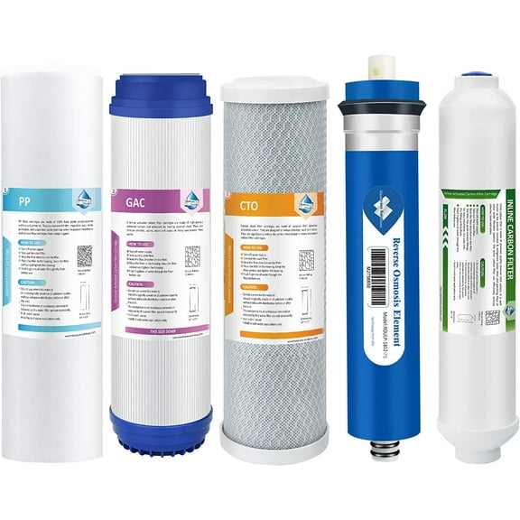 Membrane Solutions Universal Reverse Osmosis Water Filter for 5/6 Stage RO System, Compatible with iSpring, APEC, Express Water, 75GPD RO Membrane