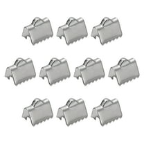 30Pack Ribbon End Crimp Clamps, 8.5mm Smooth Stainless Steel Pinch Cord End Clasps, Silver Tone