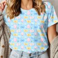 thumbnail image 4 of Camiseta de Cuello Redondo de Manga Corta de la Mujer, Top de Moda para Invierno Y Primavera Impresa de Navidad Casual 3/4, 4 of 6