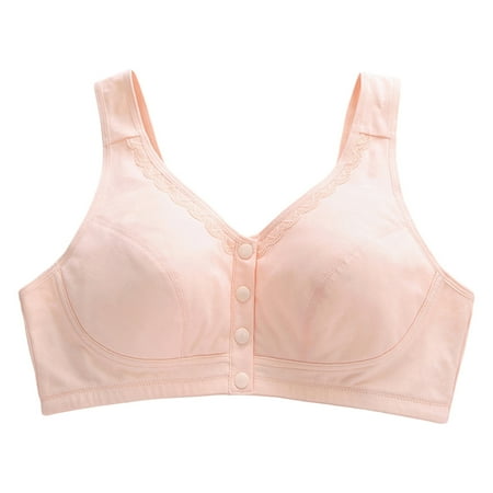 YHGFVOKJ Bras for Women Sexy Lace Front Button Shaping Non Padded Cups Light Underwear Smooth Cup Shoulder Strap Large Size Underwire Bra High Impact Sports Bras for Women Rose Gold 105
