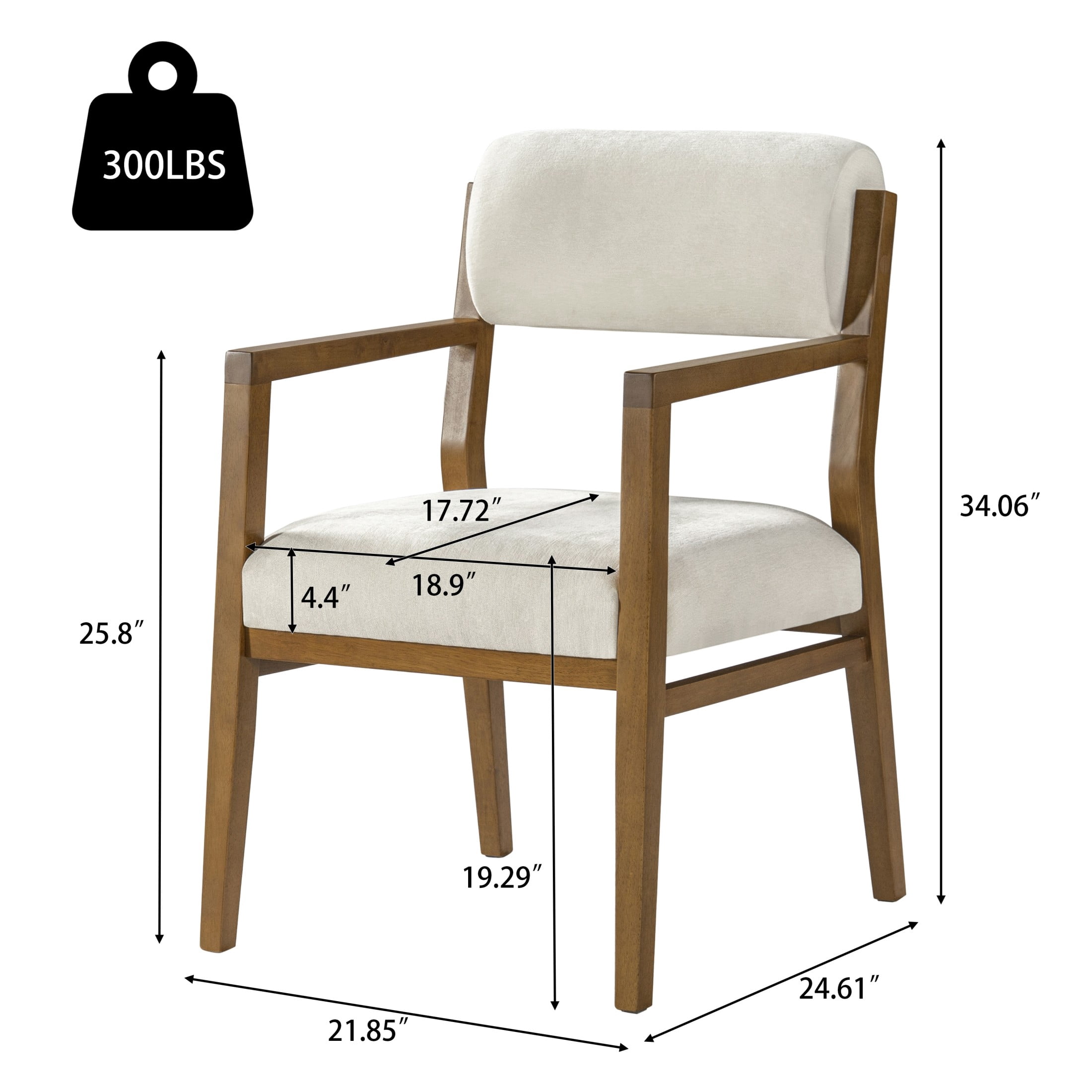 Christopher Knight Home Scandinavian Upholstered Dining Armchairs, Wood Frame, Walnut+Beige, Set of 2