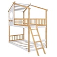 thumbnail image 4 of Miekor Furniture Twin Over Twin Bunk Bed Wood Bed with Roof, Window, Ladder,Natural W4USAN-1, 4 of 9