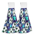 thumbnail image 2 of Blue Stars Football Pattern Hand Towels 2 Pack Quick Dry Velvet Soft with Velcro Kitchen Bath 14x18in, 2 of 7