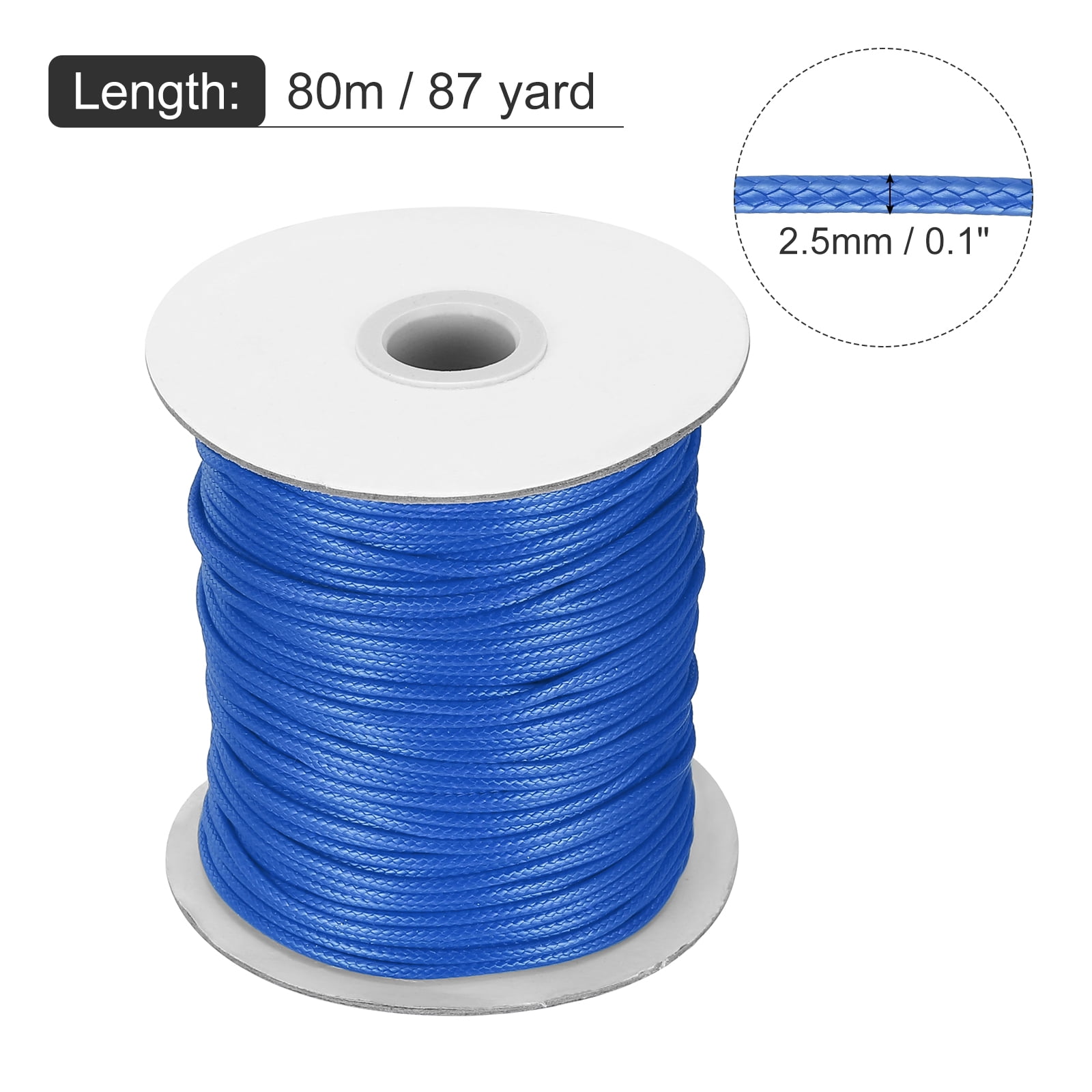 Waxed Cord 2.5mm Waxed Thread 87 Yard Wax String Leather Cord for Bracelet Making, Necklaces, Beading, Jewelry Making and DIY Crafts(Bright Blue)