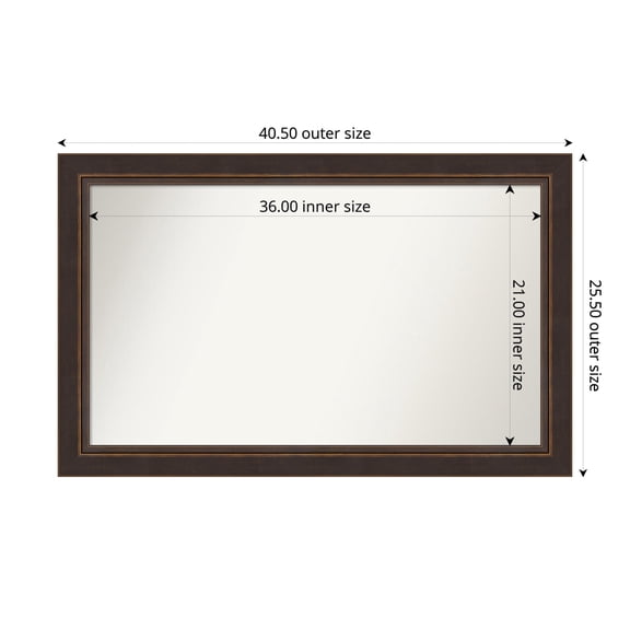 Amanti Art Custom Wall and Bathroom Mirror (25.5 x 40.5 in.), Lara Bronze Frame