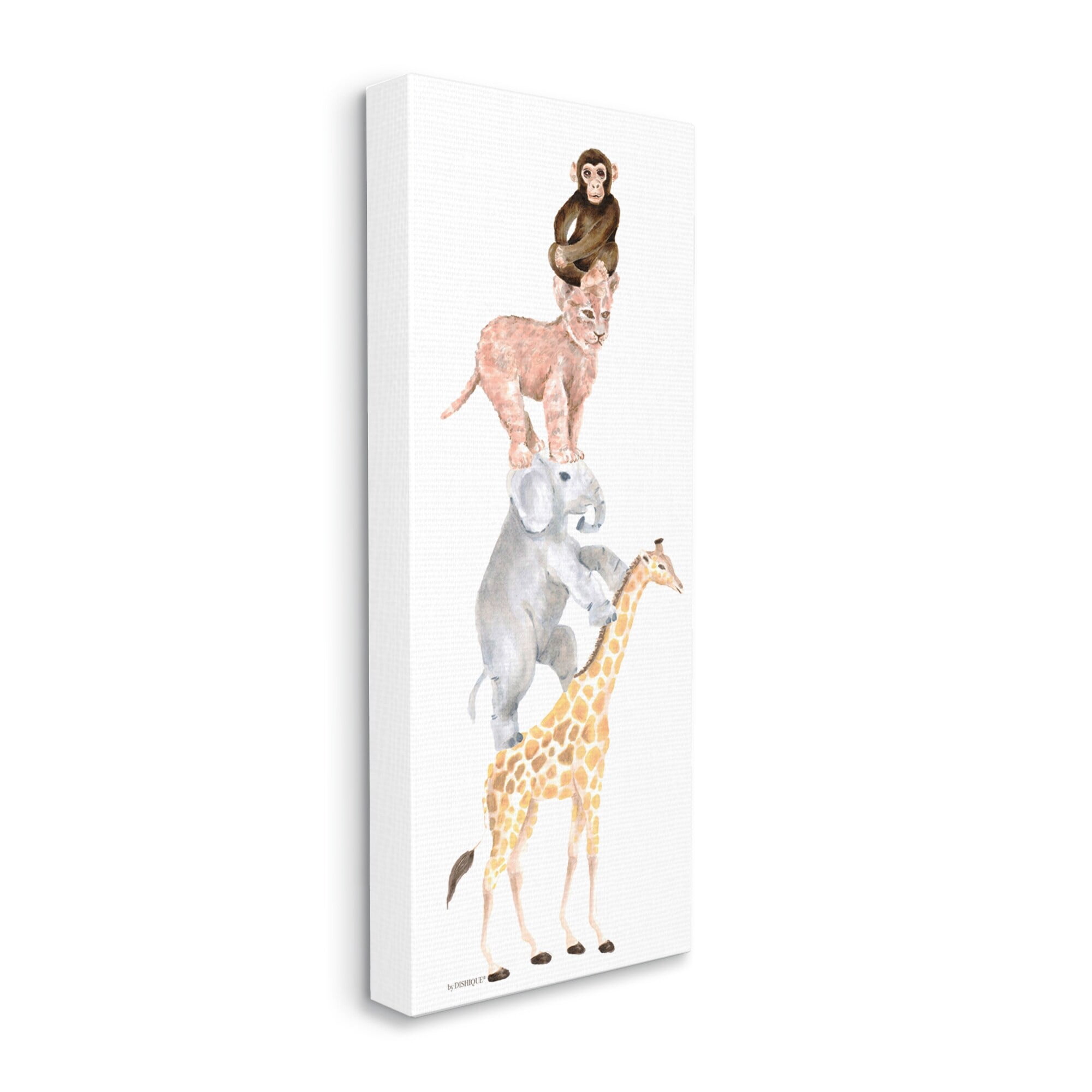 Stupell Industries Cute Stacked Jungle Savanna Animals Wildlife Standing Graphic Art Gallery Wrapped Canvas Print Wall Art, Design by Dishique