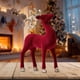 thumbnail image 5 of Figuras de renos navideños flocados, decoración navideña, centros de mesa, estatuas de ciervos estilo A rojo, 5 of 8